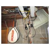 Contents hanging in utility room. Racquets, ice skates and more