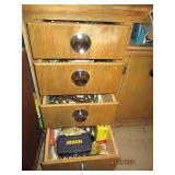 Contents of storage room cupboard drawers. See photos