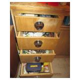 Contents of storage room cupboard drawers. See photos