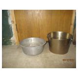 Metal bowl and bucket with handles