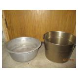 Metal bowl and bucket with handles