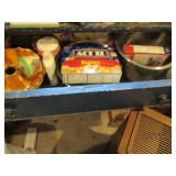 Dresser and contents of blue dresser in storage room