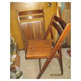 3 folding chairs. 1 plastic and 2 wooden