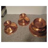 3 copper serving dishes 7" and 9" i...