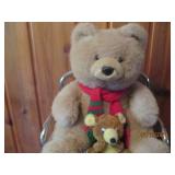 Small metal shelf with teddy bears ...