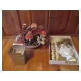 Bridal bouquet, candles, flower bas...