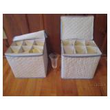 12 champagne glasses in case...