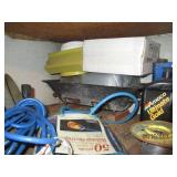 Contents of corner shelves in garag...