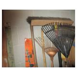 Lot of yard tools, broom...