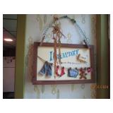 Laundry room shelf contents includi...