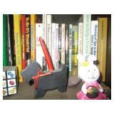 2-shelves of assorted books, vintag...