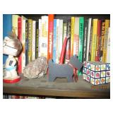 2-shelves of assorted books, vintag...