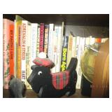 2-shelves of assorted books, vintag...