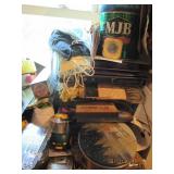 Contents on top of dresser in storage room