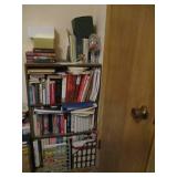 Bookshelf with contents shown in and on top of in photos