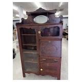 Victorian Side by Side Secretary Glass Door Cabinet