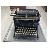 Underwood Typewriter No 5 With Cover On Rolling Table