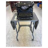 Underwood Typewriter No 5 With Cover On Rolling Table