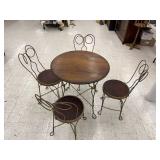 Antique Ice Cream Parlor Table & 4 Chairs
