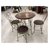Antique Ice Cream Parlor Table & 4 Chairs
