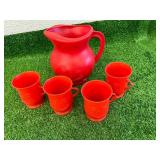 Kool Aid Pitcher & Cups & Fire-King Bowl