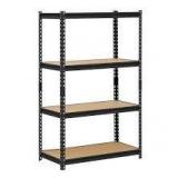 Edsal 4-Tier Heavy Duty Steel Garage Storage Shelving Unit in Black (36 in. W x 60 in. H x 18 in. D)  Customer Returns See Pictures