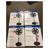 Lot of Lasko 18 in. 3 Speed Oscillating Pedestal Fan with Adjustable Height, Easy Assembly, and Quiet Cooling for Any Room in Black Customer Returns See Pictures