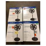 Lot of Lasko 18 in. 3 Speed Oscillating Pedestal Fan with Adjustable Height, Easy Assembly, and Quiet Cooling for Any Room in Black Customer Returns See Pictures
