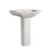 Swiss Madison Sublime Pedestal Bathroom Ceramic Vessel Sink Round Single Faucet Hole in White Customer Returns See Pictures