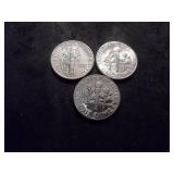 1942 Mercury, 1955 Roosevelt (Silver) & 1976 Roosevelt Proof Dime