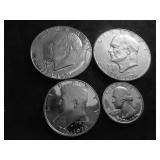 Set Of Bi-Centennial Coins- Uncirculated Ike, Proof Ike, Proof JFK, Proof Washington Quarter