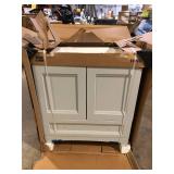 Glacier Bay Delridge 30.25 in. W x 18.75 in. D x 32.89 in. H Single Sink Bath Vanity in Pearl Gray with White Cultured Marble Top Customer Returns See Pictures