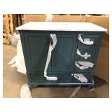 Home Decorators Collection Merryfield 37 in. Single Sink Freestanding Antigua Green Bath Vanity with White Carrara Marble Top (Assembled) Broken Top Customer Returns See Pictures