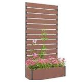 Outsunny 34.75 in. x 13.25 in. x 8.75 in. Light Brown Composite Raised Garden Bed Customer Returns See Pictures