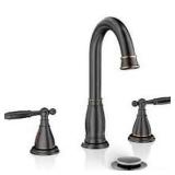 Phiestina 2-Handle 8 Inch 3 Hole Oil Rubbed Bronze Widespread Bathroom Faucets, with Valve and Metal Pop-Up Drain, WF017-4-ORB Customer Returns See Pictures