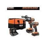 RIDGID 18V Brushless Cordless 2-Tool Combo Kit with Hammer Drill, Impact Driver, (2) Batteries, Charger, and Bag Customer Returns See Picture