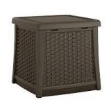 Suncast 13 Gallon Resin Outdoor Patio End Table Storage Box, Java Customer Returns See Pictures