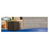 Suncast 13 Gallon Resin Outdoor Patio End Table Storage Box, Java Customer Returns See Pictures