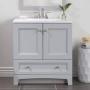 Glacier Bay Delridge 30.25 in. W x 18.75 in. D x 32.89 in. H Single Sink Bath Vanity in Pearl Gray with White Cultured Marble Top Customer Returns See Pictures