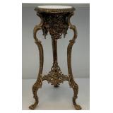 Ornate Heavy Cast Metal Marble Top Table 27 1/2" T x 15" W