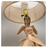 Vintage Chalkware Spanish Dancer Electric Table Lamp With Nightlight (WORKS) 21" H x 12" L x 12" W