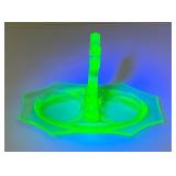 Vintage Uranium Glass Cream & Sugar Holder