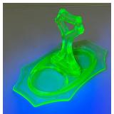 Vintage Uranium Glass Cream & Sugar Holder