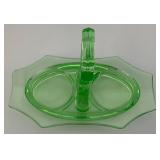 Vintage Uranium Glass Cream & Sugar Holder