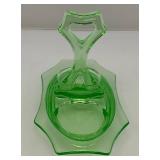 Vintage Uranium Glass Cream & Sugar Holder