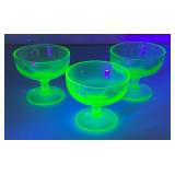 Vintage Uranium Glass Sherbert Bowls