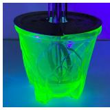 Vintage Uranium Glass Egg Beater With Splash Guard