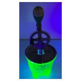 Vintage Uranium Glass Egg Beater With Splash Guard