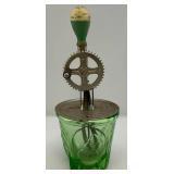 Vintage Uranium Glass Egg Beater With Splash Guard