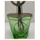 Vintage Uranium Glass Egg Beater With Splash Guard